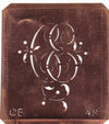 CE - Alte Schablone aus Kupferblech mit klassischem verschlungenem Monogramm 