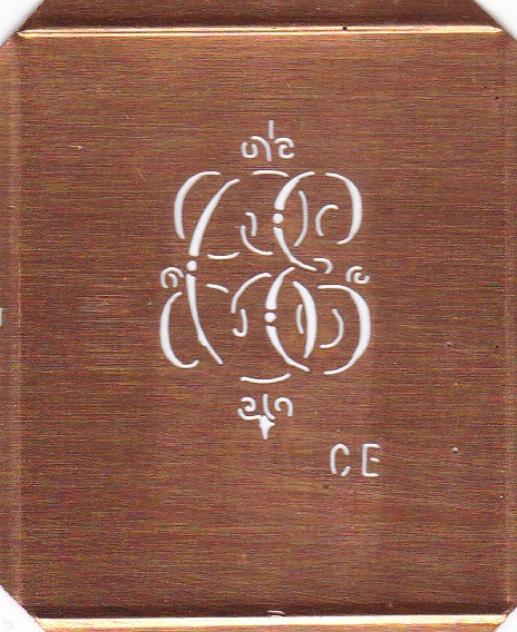 CE - Kupferschablone mit kleinem verschlungenem Monogramm