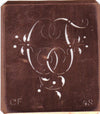 CF - Alte Schablone aus Kupferblech mit klassischem verschlungenem Monogramm 