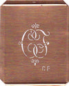 CF - Kupferschablone mit kleinem verschlungenem Monogramm