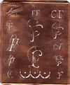 www.knopfparadies.de - CF - Antike Stickschablone aus Kupferblech
