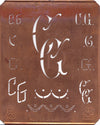 CG - Alte Kupferschablone mit 7 verschiedenen Monogrammen