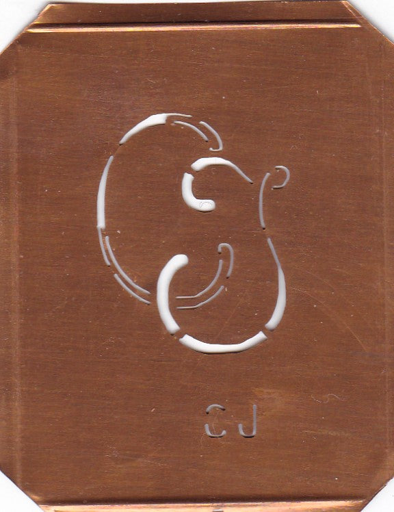 CJ - 90 Jahre alte Stickschablone für hübsche Handarbeits Monogramme