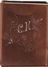 CK - Seltene Stickvorlage - Uralte Wäscheschablone mit Wappen - Medaillon