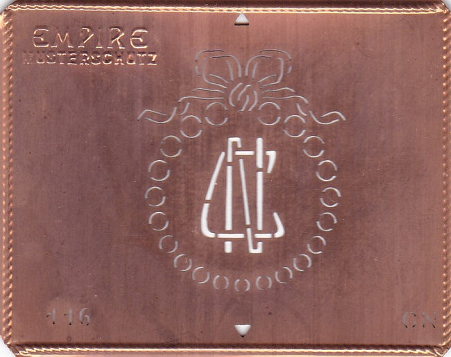 CN - Hübsche Jugendstil Kupfer Monogramm Schablone - Rarität nicht nur zum Sticken