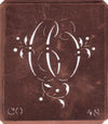 CO - Alte Schablone aus Kupferblech mit klassischem verschlungenem Monogramm 