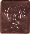 CP - Alte Schablone aus Kupferblech mit klassischem verschlungenem Monogramm 