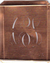 CS - Hübsche alte Kupfer Schablone mit 3 Monogramm-Ausführungen