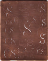 CS - Große attraktive Kupferschablone mit vielen Monogrammen