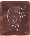 CT - Alte Schablone aus Kupferblech mit klassischem verschlungenem Monogramm 