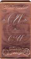 www.knopfparadies.de - CU - Alte Stickschablone mit 2 zarten Monogrammen