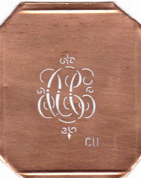 CU - Kupferschablone mit kleinem verschlungenem Monogramm