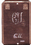 CU - Alte Monogramm Schablone zum Sticken