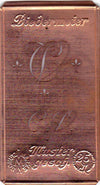 www.knopfparadies.de - CV - Alte Stickschablone mit 2 zarten Monogrammen