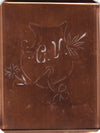 CV - Seltene Stickvorlage - Uralte Wäscheschablone mit Wappen - Medaillon