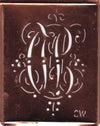 CW - Alte Monogramm Schablone mit Schnörkeln