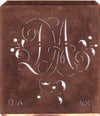DA - Alte Schablone aus Kupferblech mit klassischem verschlungenem Monogramm 