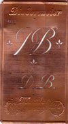 www.knopfparadies.de - DB - Alte Stickschablone mit 2 zarten Monogrammen