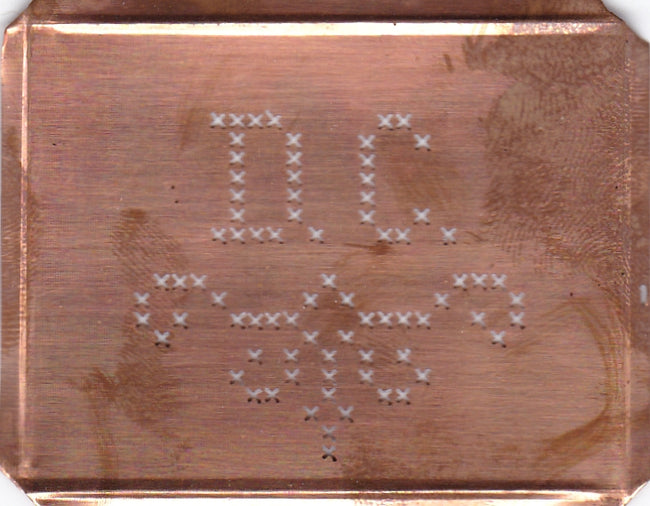 DC - Alte niedliche Kreuzstich Monogramm Schablone