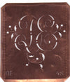 DE - Alte Schablone aus Kupferblech mit klassischem verschlungenem Monogramm 