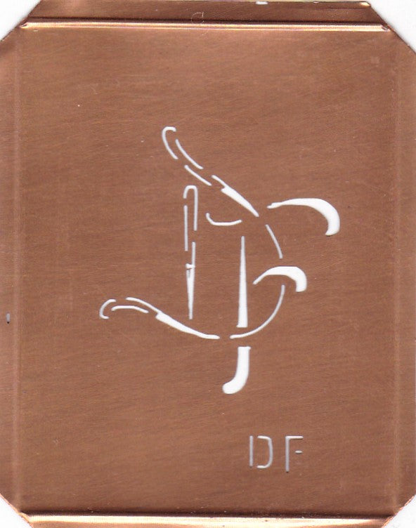 DF - 90 Jahre alte Stickschablone für hübsche Handarbeits Monogramme