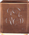 DF - Hübsche alte Kupfer Schablone mit 3 Monogramm-Ausführungen