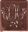 DH - Alte Schablone aus Kupferblech mit klassischem verschlungenem Monogramm 