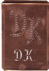 DK - Interessante alte Kupfer-Schablone zum Sticken von Monogrammen