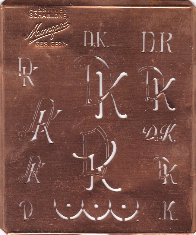 www.knopfparadies.de - DK - Antike Stickschablone aus Kupferblech