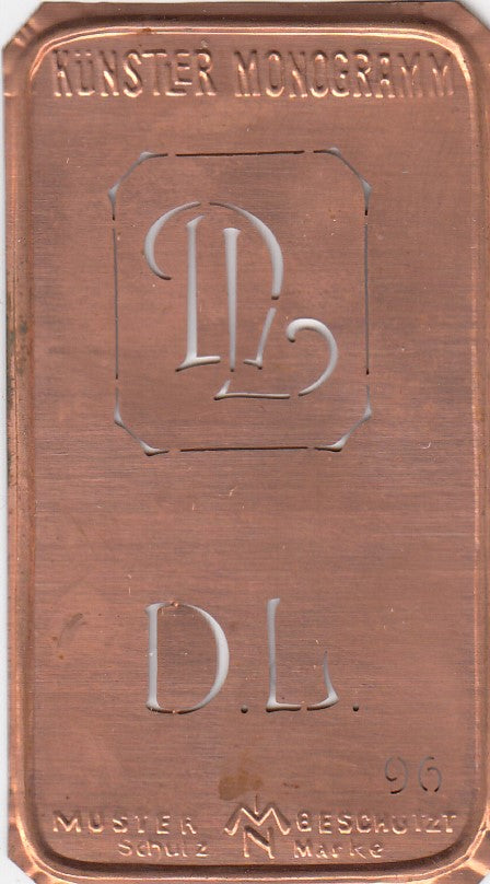 DL - Alte Jugendstil Stickschablone - Medaillon-Design