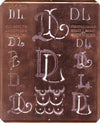 DL - Uralte Monogrammschablone aus Kupferblech