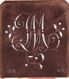 DM - Alte Schablone aus Kupferblech mit klassischem verschlungenem Monogramm 