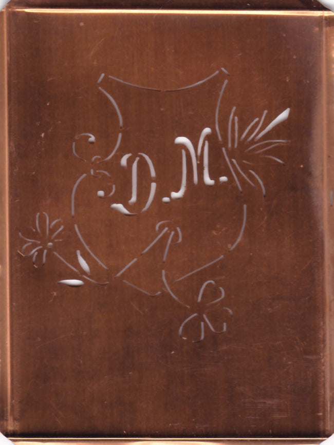 DM - Seltene Stickvorlage - Uralte Wäscheschablone mit Wappen - Medaillon