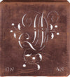 DN - Alte Schablone aus Kupferblech mit klassischem verschlungenem Monogramm 
