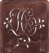 DO - Alte Schablone aus Kupferblech mit klassischem verschlungenem Monogramm 