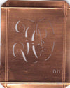 DO - Hübsche alte Kupfer Schablone mit 3 Monogramm-Ausführungen