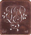 DP - Alte Schablone aus Kupferblech mit klassischem verschlungenem Monogramm 