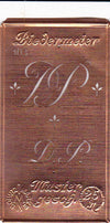 www.knopfparadies.de - DP - Alte Stickschablone mit 2 zarten Monogrammen