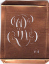 DR - Hübsche alte Kupfer Schablone mit 3 Monogramm-Ausführungen