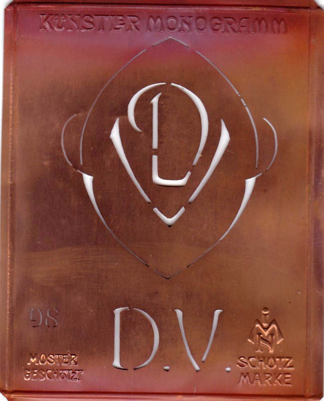 DV - Besondere Jugendstil Monogrammschablone