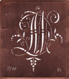 DW - Interessante Monogrammschablone aus Kupferblech
