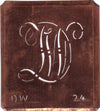 DW - Alte verschlungene Monogramm Schablone zum Sticken