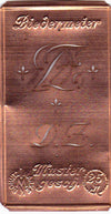 www.knopfparadies.de - DZ - Alte Stickschablone mit 2 zarten Monogrammen