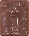 EA - Uralte Monogrammschablone aus Kupferblech