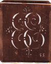 EE - Antiquität aus Kupferblech zum Sticken von Monogrammen und mehr