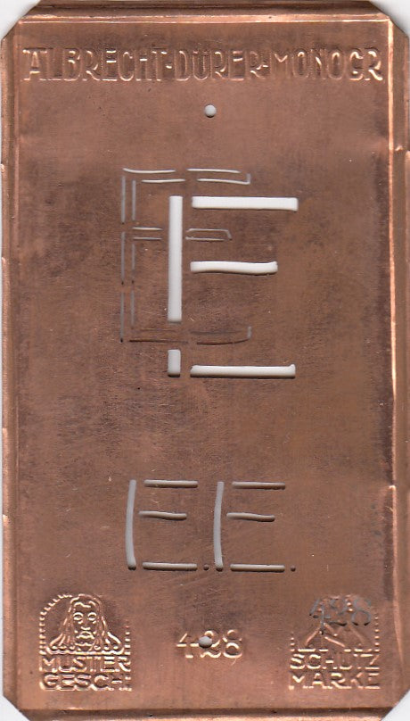 EE - Kleine Monogramm-Schablone in Jugendstil-Schrift