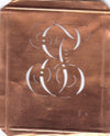 EF - Hübsche alte Kupfer Schablone mit 3 Monogramm-Ausführungen