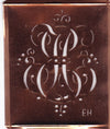 EH - Alte Monogramm Schablone mit nostalgischen Schnörkeln