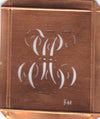 EH - Hübsche alte Kupfer Schablone mit 3 Monogramm-Ausführungen