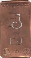 EJ - Kleine Monogramm-Schablone in Jugendstil-Schrift